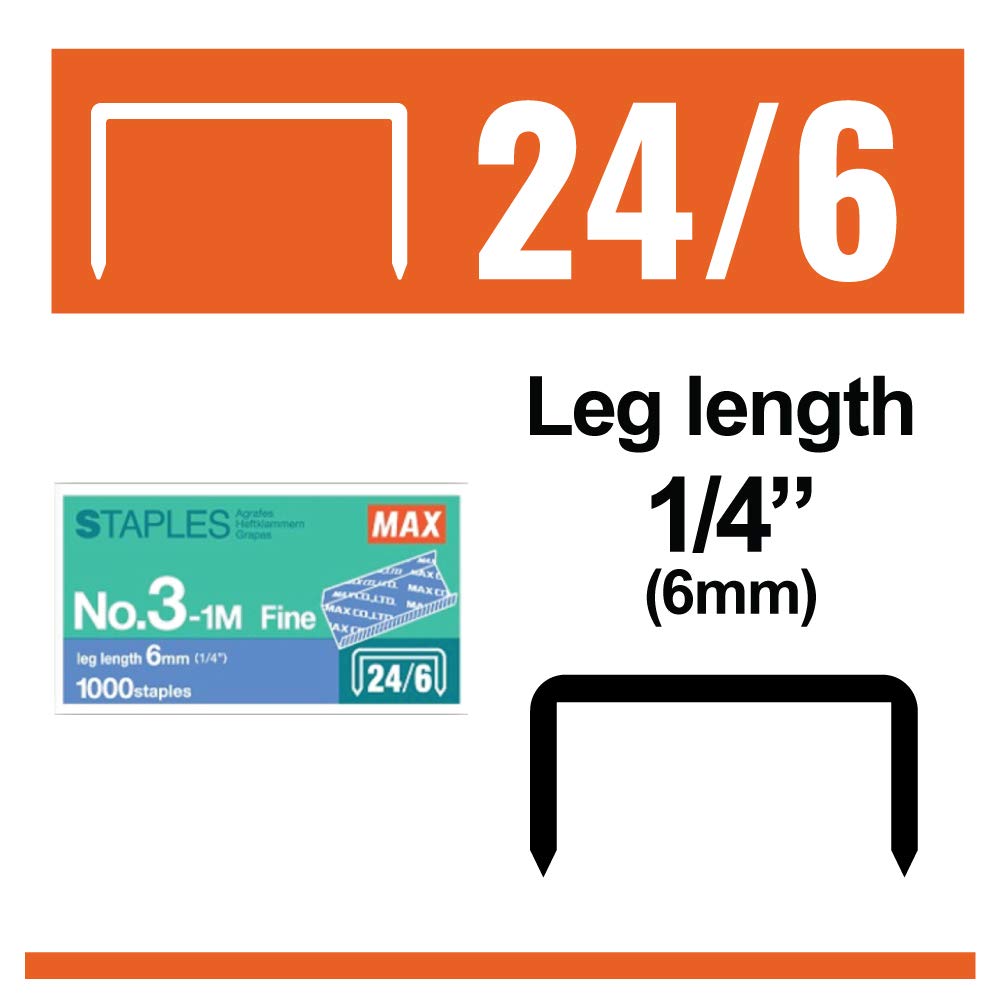 MAX Sponky v krabičce 1/4palcové sponky, HD-3DF sponky, 1 000 (3-1M)