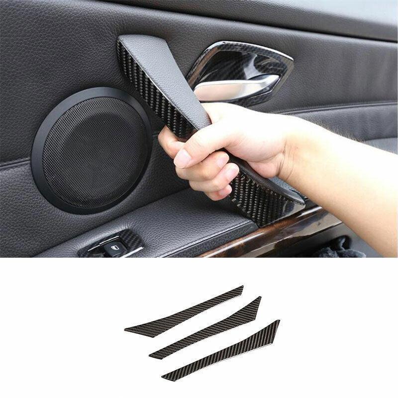 Fit For BMW 3-Series 2005-2012 Real Carbon Fiber Inner Door Armrest Cover Decor