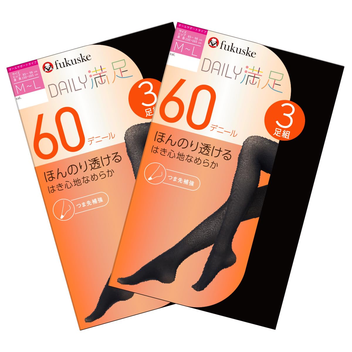 

Ежедневное Удовлетворение Эксклюзив Amazon 6 Пар Пар x 60 Ден Лайфстайл Большой Палец Антибактериальный и Черный Новый [Fukusuke] Набор, (3 2), Однотонный, Колготки,