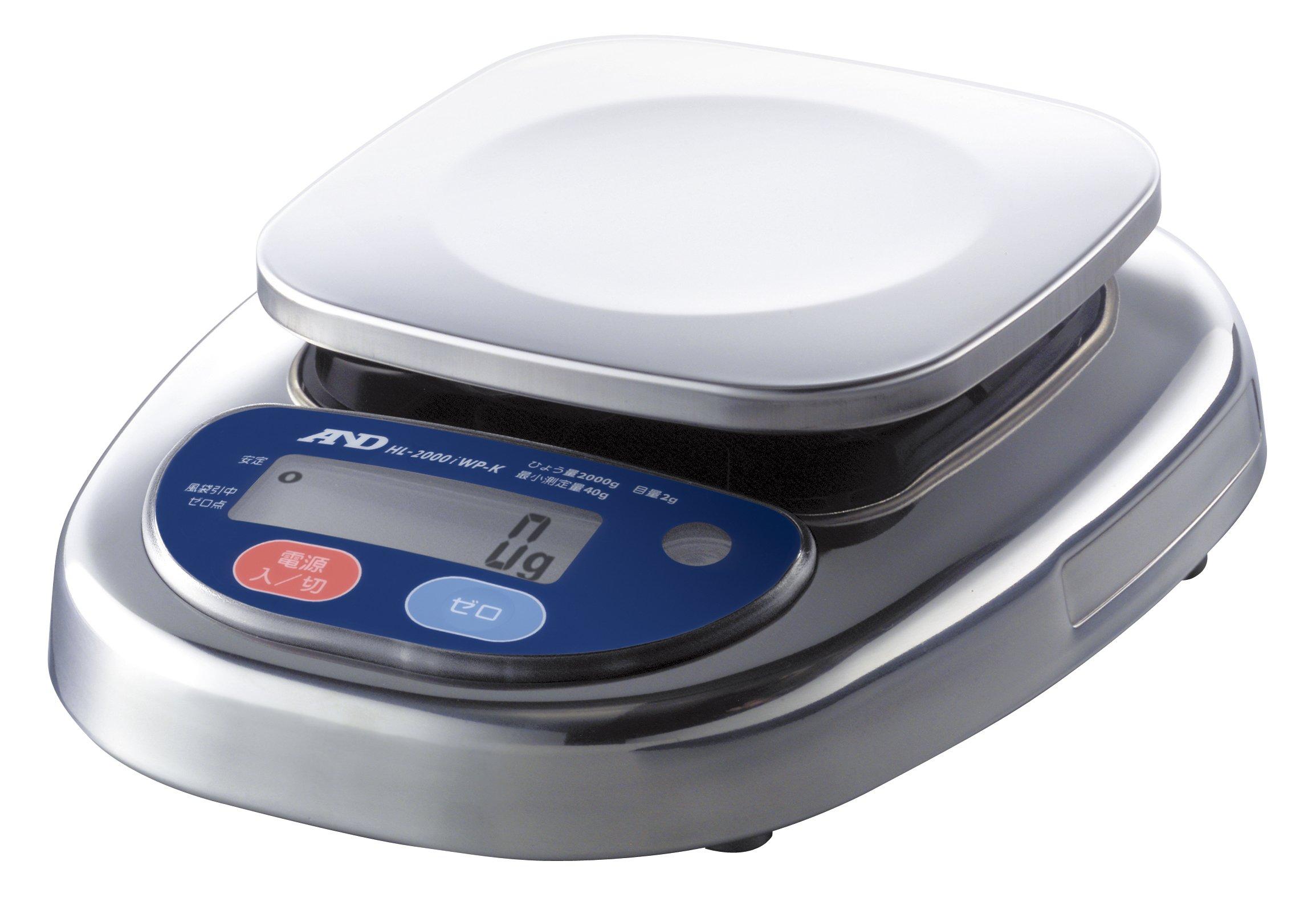 

Certified Dustproof and Waterproof Digital Scale Minimum 2g Pan x Certified for 3 A&D HL-2000iWP-K-A3 (Capacity 2000g, Display (Usable Range