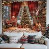 1Pc Christmas Decoration Tapestry, Home Decoration Christmas Tree, Window And Forest, New Year Photography Background Tapestry,