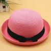 WTEMPO Elegant Casual Foldable Summer Straw Hats Women's Black Bow Wide Brim Solid Color Outdoor Sunscreen Hats