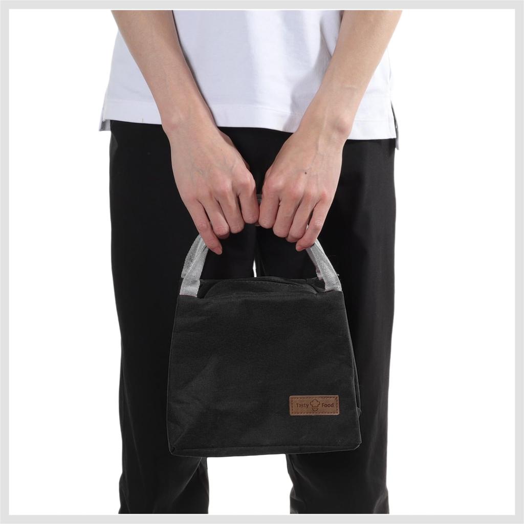 RENEWREVITAL Insulated Lunch Bag, Small, for Office, Picnic, Beach, and Travel, 221417cm, Black, 1 Bag