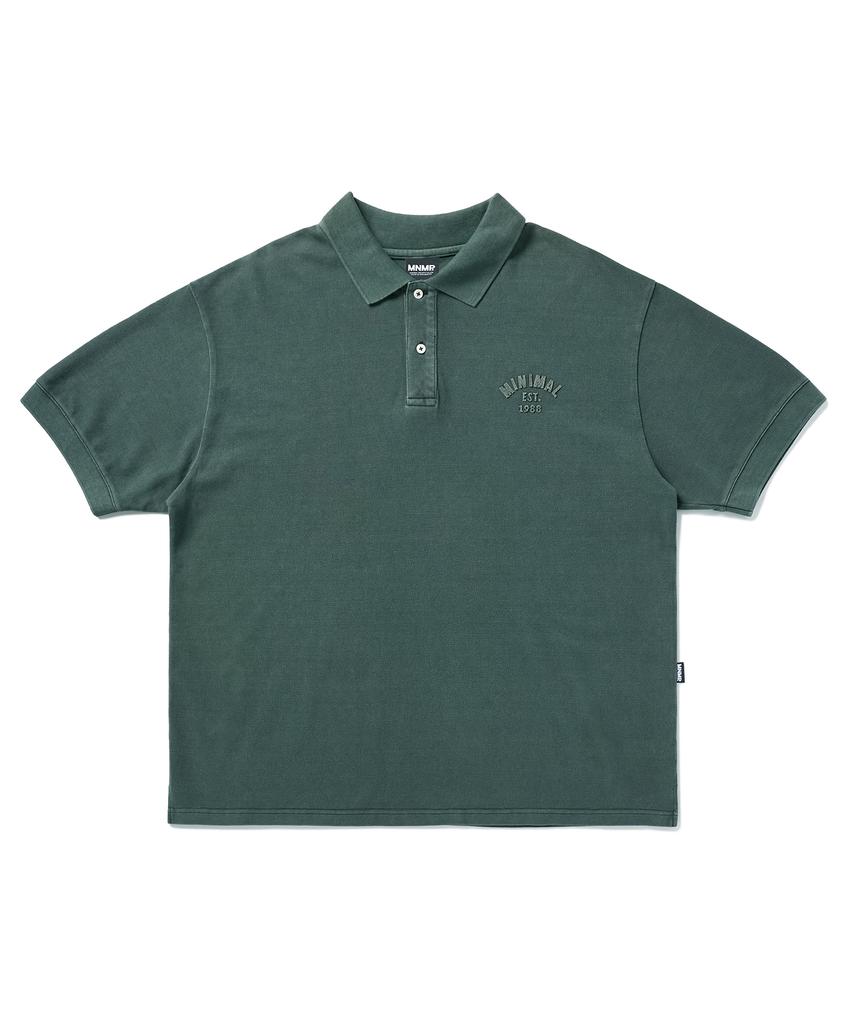 MINIMALPROJECT Minimal Pigment Short Sleeve Collared T-Shirt Mkt104 [Blue Green]