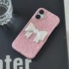 Korean INS Pink Denim Texture 3D Cute Bowknots Chic Phone Case for IPhone 16 15 14 Pro Max 13 Shockproof Stylish Girl Cover