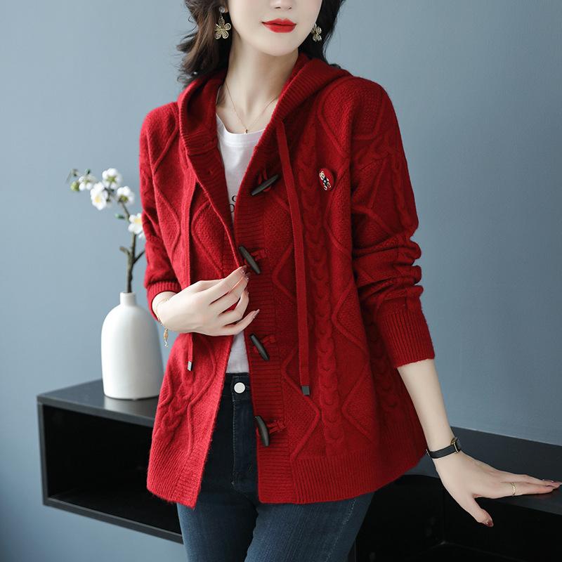 Вязаный кардиган-свитер женский весенне-осенний с длинным рукавом, свободный, с капюшоном, повседневный, куртка-свитер, женский трикотаж XS