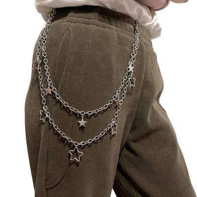 New Pop Punk Hollow Metal Pentagram Waist Chain Women's Retro Star Multi-layer Pants Chain