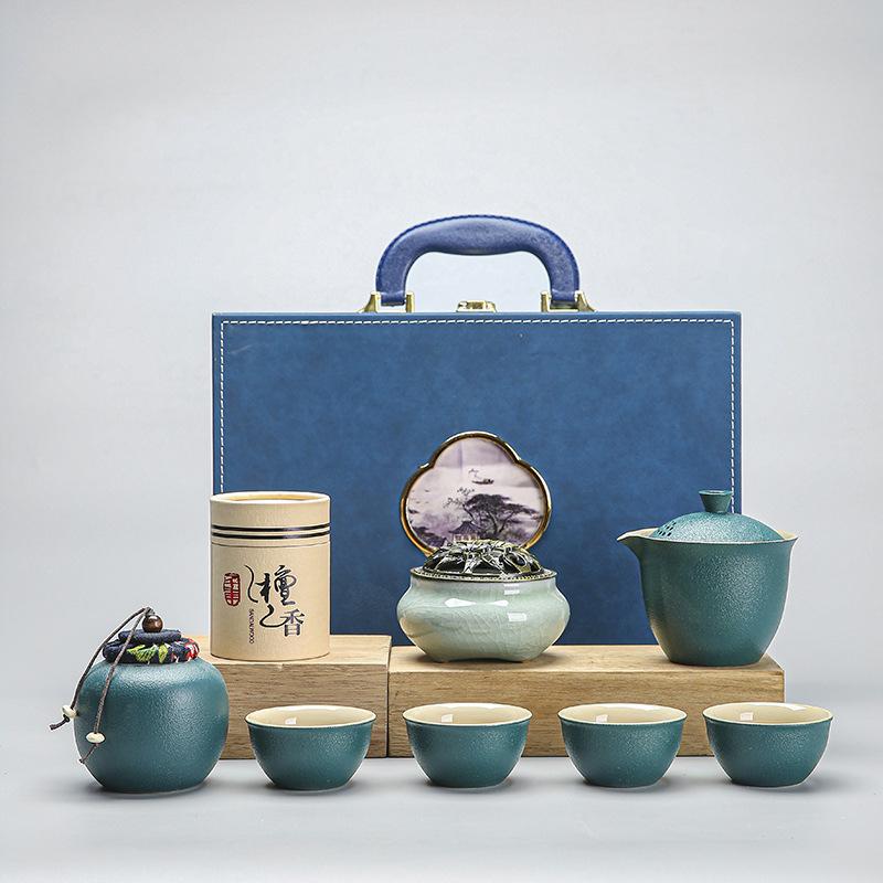 Creative Road Treasure Xiangdao Kuaike Tea Set Orange Teapot Gift Box Ceramic Set Full Set Teacup Kung Fu Gifts