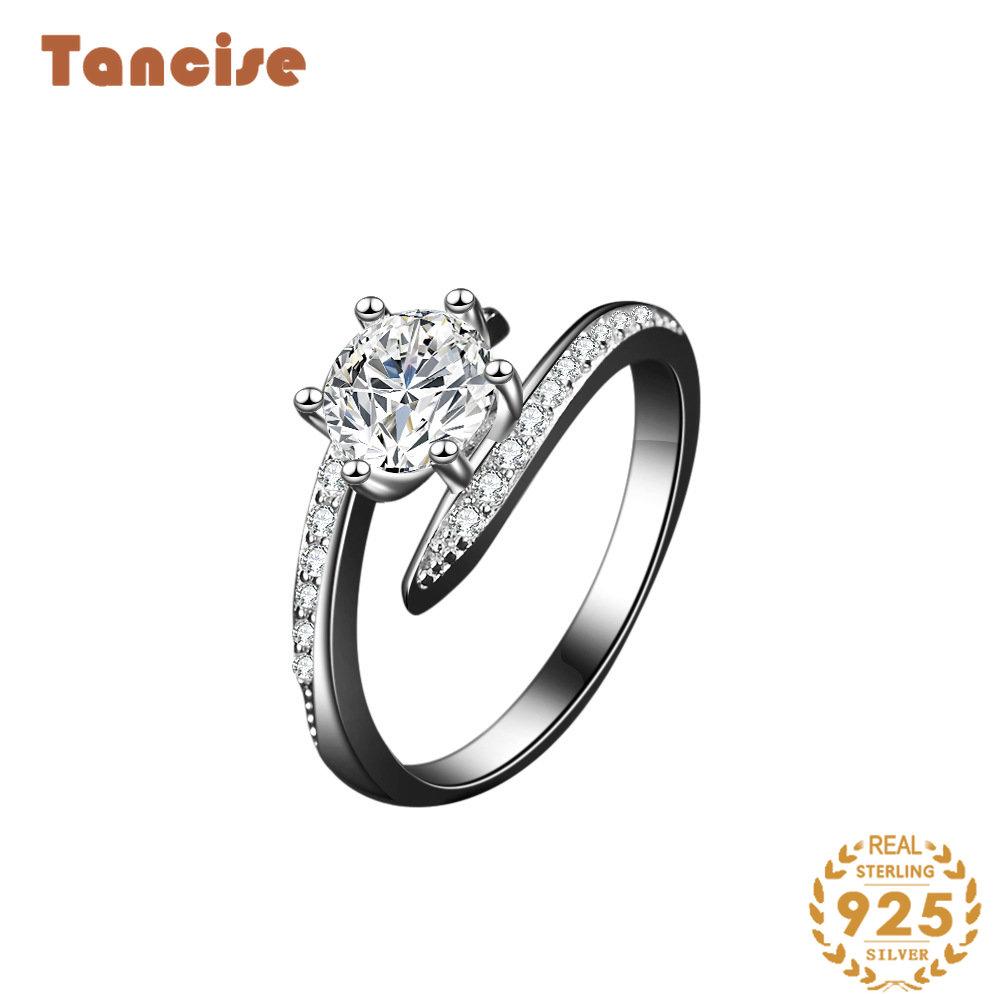 Tancise Classic Moissanite Silver Ring Ladies Jewelry Wedding Promise Party Gift_voghion.com