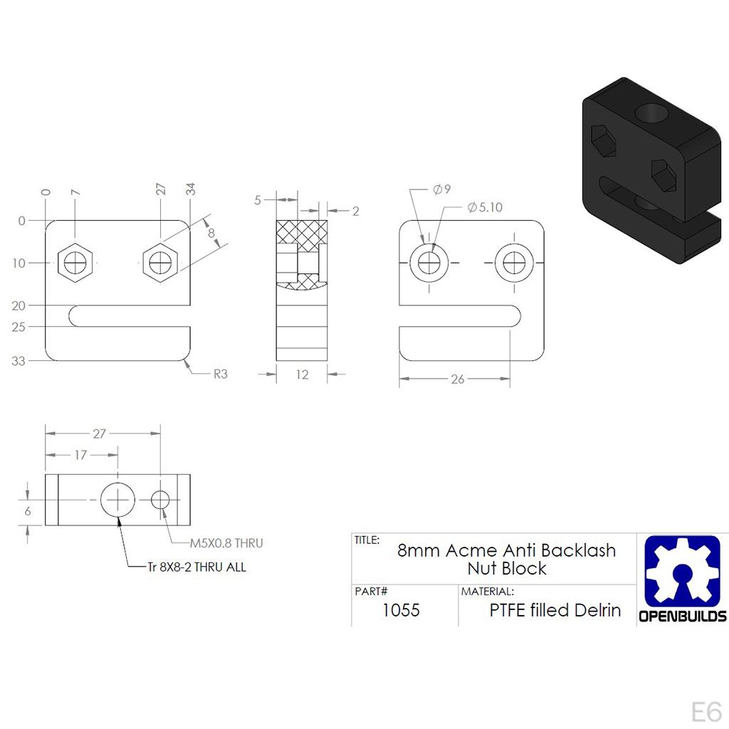 T8 2mm Stoupání POM Lichoběžníkový Šroub Matice Sedlo, Náhradní Příslušenství pro 3D Tiskárnu