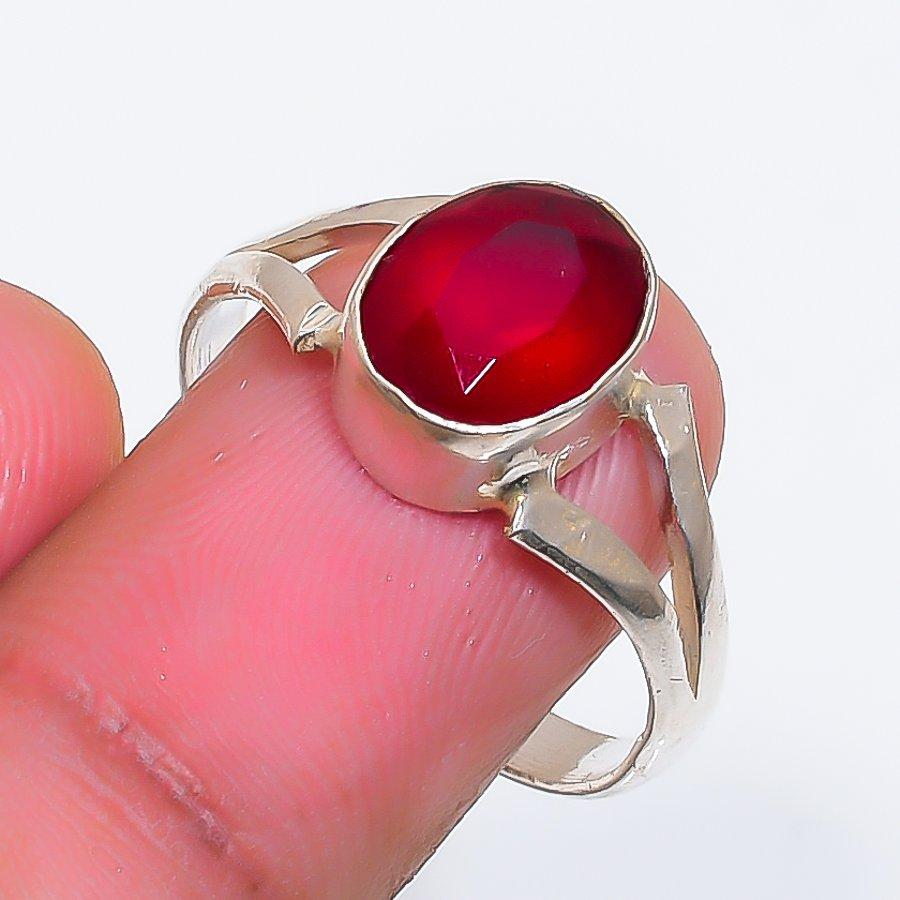 Natural Mozambique Garnet Gemstone 925 Sterling Silver Jewelry Ring Size 9 ZS-1896