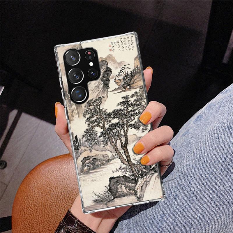 Chinese Style ink Painting Art Phnoe Case for Samsung Galaxy S26 S25 Edge S23 S24 Ultra S22 Plus S21 S20 FE Unique Cover Soft Co