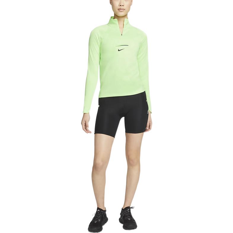 Nike T Shirts Women's Green Stand Collar Moderate Straight Fit DM7569-345