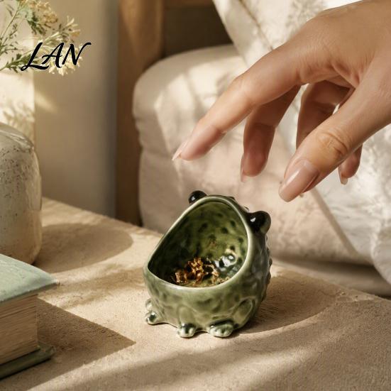 Decorative Resin Statue Cute Big Mouth Frog Ceramic Candy Dish & Key Bowl for Entryway Table, Frogs Bedside Table Organizer Bowl, Figurine Jewelry