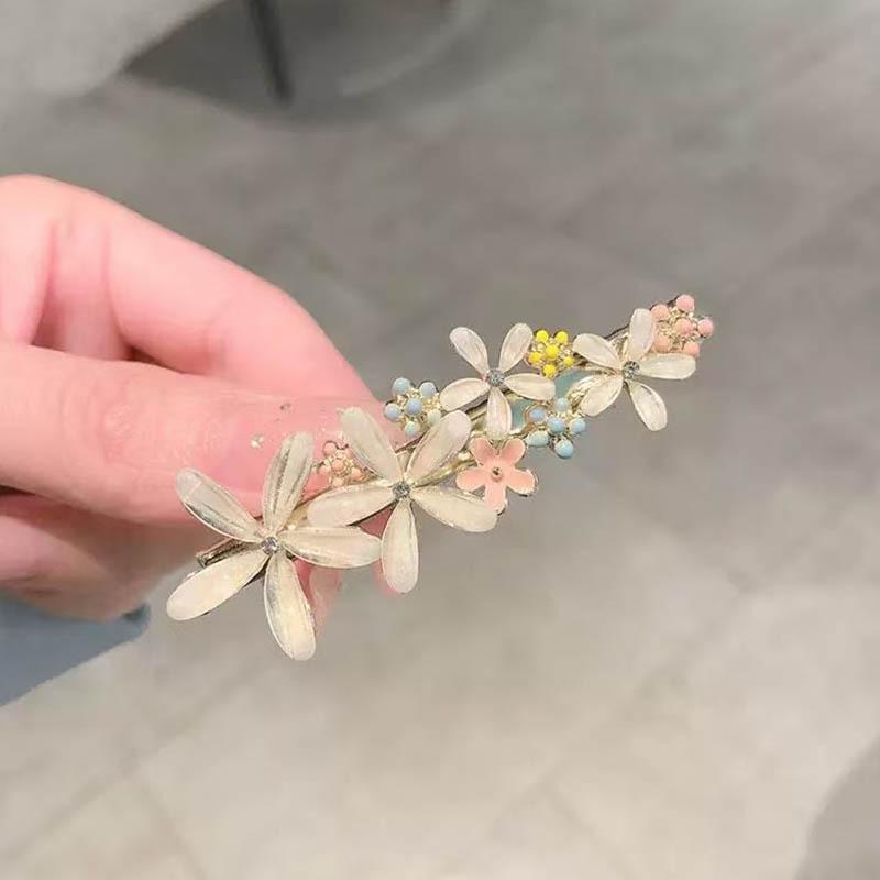 Y2K Colorful Flower Hair Clip For Women Exquisite Sweet Side Bangs Clip Trendy Casual Hair Accessories