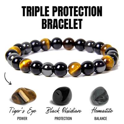 Natürliche schwarze Obsidian-Hämatit-Tigerauge-Perlen-Armbänder für Männer zum magnetischen Gesundheitsschutz für Frauen Seelenschmuck Pulsera Hombre