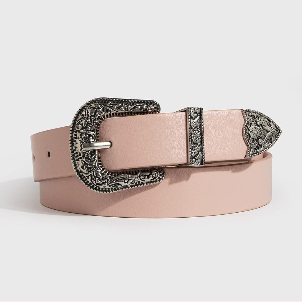 New Lady's Western Handsome Fashion Engraving Retro PU Belt Neutral Personality Trendy Women's Belt