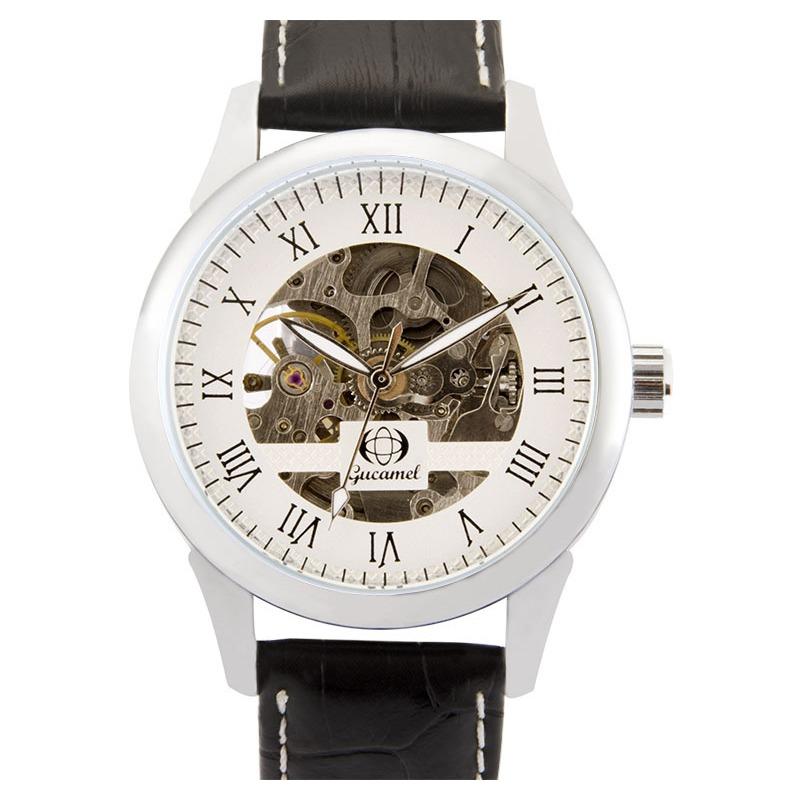 GUCAMEL Módní mechanické hodinky s římskými číslicemi, duté mechanické pánské hodinky, pánské hodinky