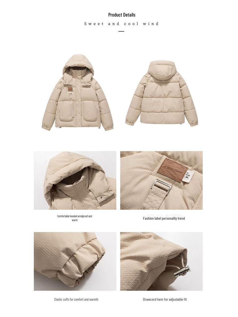 Women's Short Thickened Hooded Winter Cotton Jacket - Korean Style