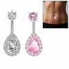 Rhinestone Zircon Navel Ring Stainless Steel Body Piercing Jewelry Fashion Belly Button Ring  Gift