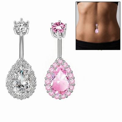 Stainless Steel Belly Button Ring Rhinestone Body Piercing Jewelry Zircon Navel Ring  Gift