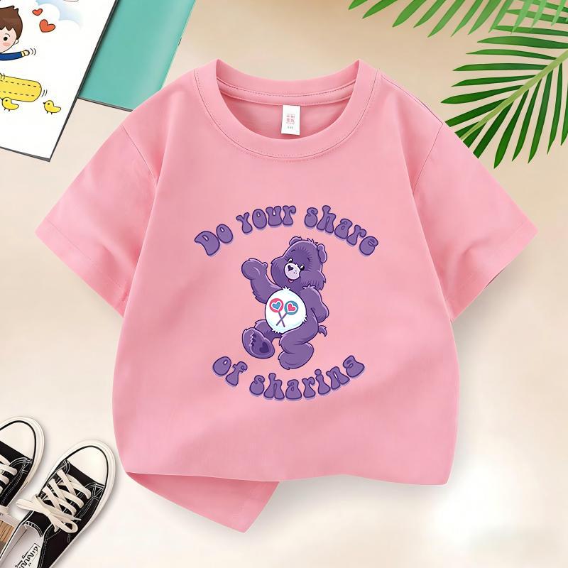 Bears Childrens Clothing Summer Pure Cotton Tshirts for Boys and Girls Fun Cartoon Style Versatile Shortsleeved Tops
