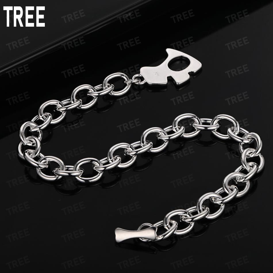 925 Sterling Silver Bone Side Chain Simple Bracelet Gift Jewelry