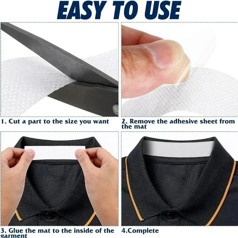 Disposable Men Women Collar Protector Sweat Pads Collar Sweat Absorbent Patch Self-Adhesive Anti-dirt Collar Hat Neck Liner Pads