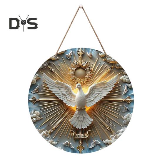 

Деревянная табличка на дверь с изображением голубя, подвесная табличка на тему птицы мира, украшение на стену, 2D, круглая плоская настенная художественная вывеска для домашнего офиса, бара, декор