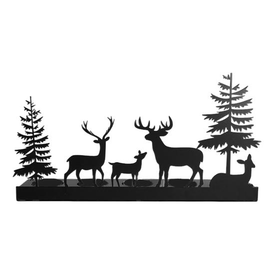 Christmas Forest Deer Candle Holder Iron Tree Deer Silhouette Candle Stand Candlestick Home Office Holiday Party Table Centerpiece Decoration