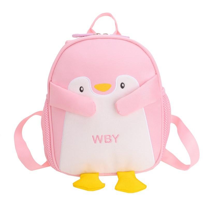 

Embroidery Alphabet Cute Cartoon Penguin Children Backpack Kindergarten For розовый