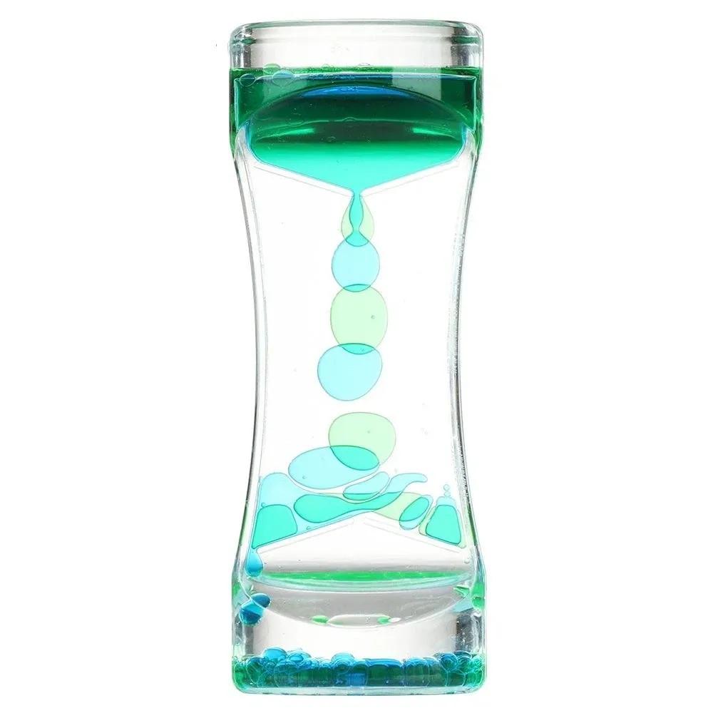 Double Colors Oil Hourglass Timer Creative Acrylic Floating Motion Bubble Timer Descending Sensory Bubble Movement Sensory Toys