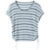 Sancai 2025 Summer Ice Silk Striped Round Neck Short Sleeve Drawstring Knit Top