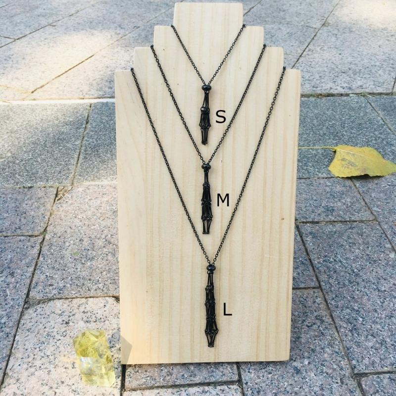 Empty Crystal Stone Holder Necklace Adjustable Natural Crystal Cage Necklace
