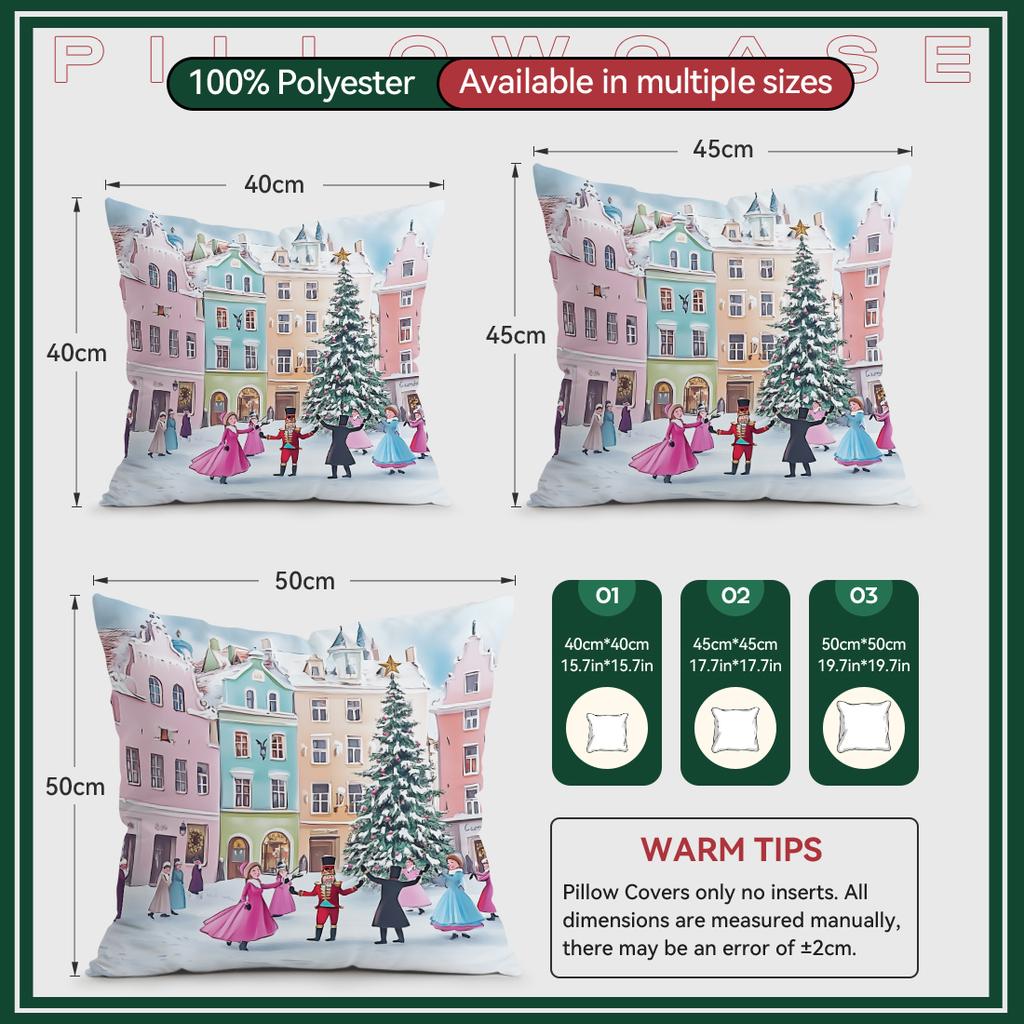 4 Pcs Winter Nutcracker And Ballerina Single-Sided Printed Pillowcase For Home Living Room Bedroom Car Decor