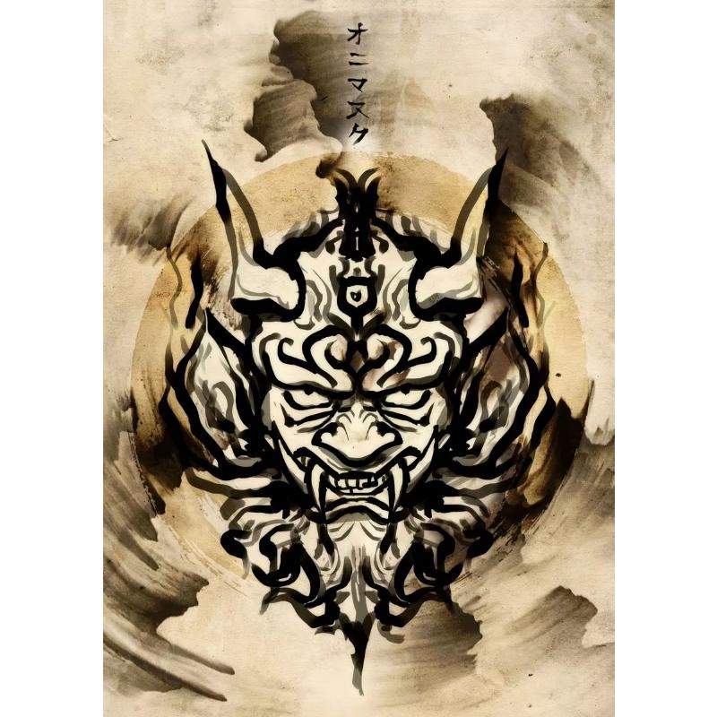 Japanisches Samurai Leinwandgemälde Wandkunst Charakter Poster und Drucke Heimdekorationsbild für Wohnzimmer Schlafzimmer Ästhetisch