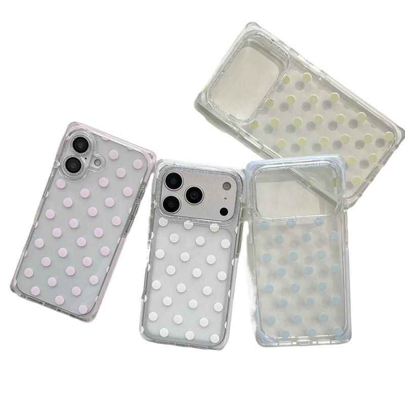 Korean Style Solid Color Polka Dot iPhone 17 / 16 Pro Max / 15 Pro Phone Case