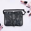 Makeup Brush Bag with Belt Organizer Zipper Portable PU Leather Multi Pocket Cosmetic Pouch