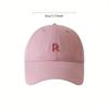 1Pc R Logo Embroidered Wide Brim Face-revealing Thin Breathable Sun-visor Baseball Cap, Halloween Christmas Gift