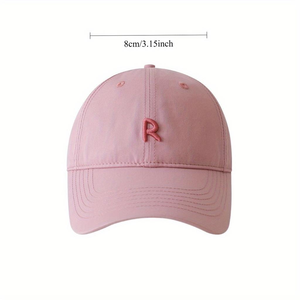 1Pc R Logo Embroidered Wide Brim Face-revealing Thin Breathable Sun-visor Baseball Cap, Halloween Christmas Gift