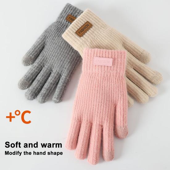 Women Winter Gloves Touch Screen Warm Knitted Gloves Soft Full Finger Thick Gloves for Daily Outings Driving Outdoors