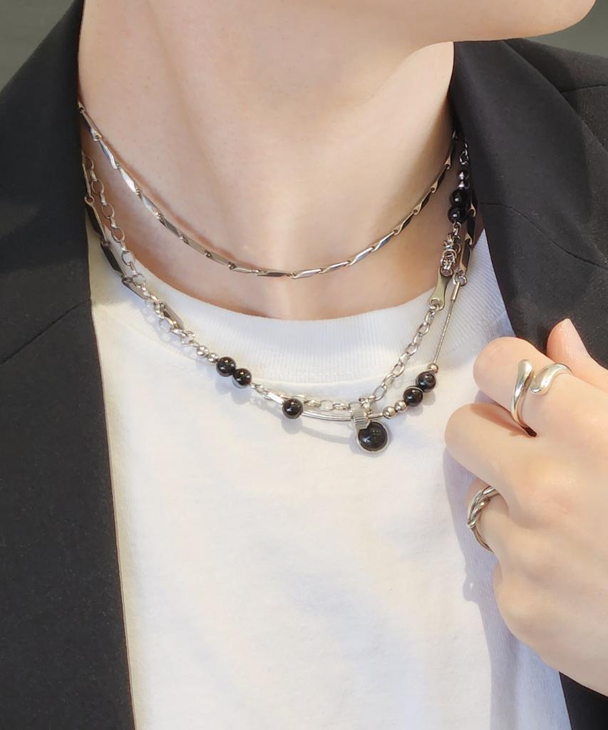 Acha Greslin Gemstone Layered Necklace _ Black