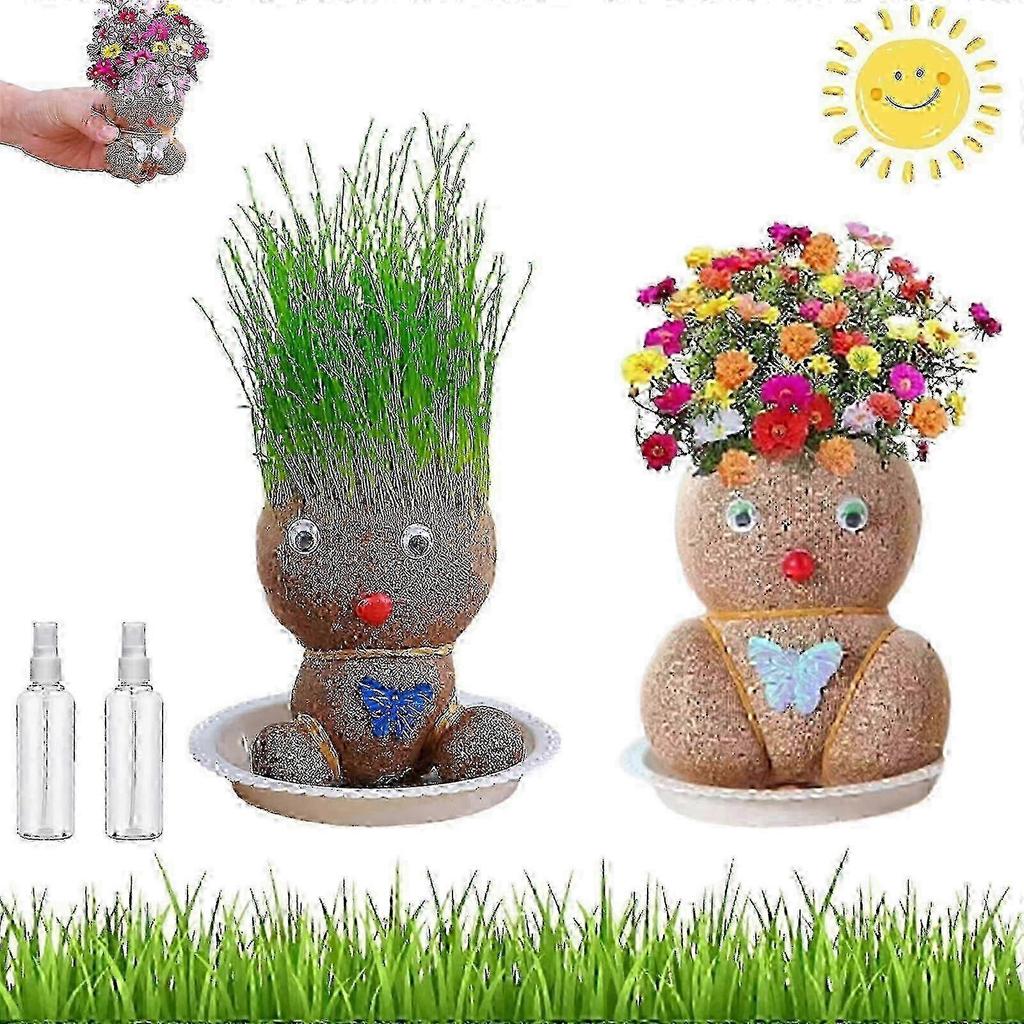 2PCS Grow Your Own Kits - Grass Head Doll Plant - Grass Heads for Kids To Grow - Perfect Cute and Funny Gift for Men Women Kids 2025