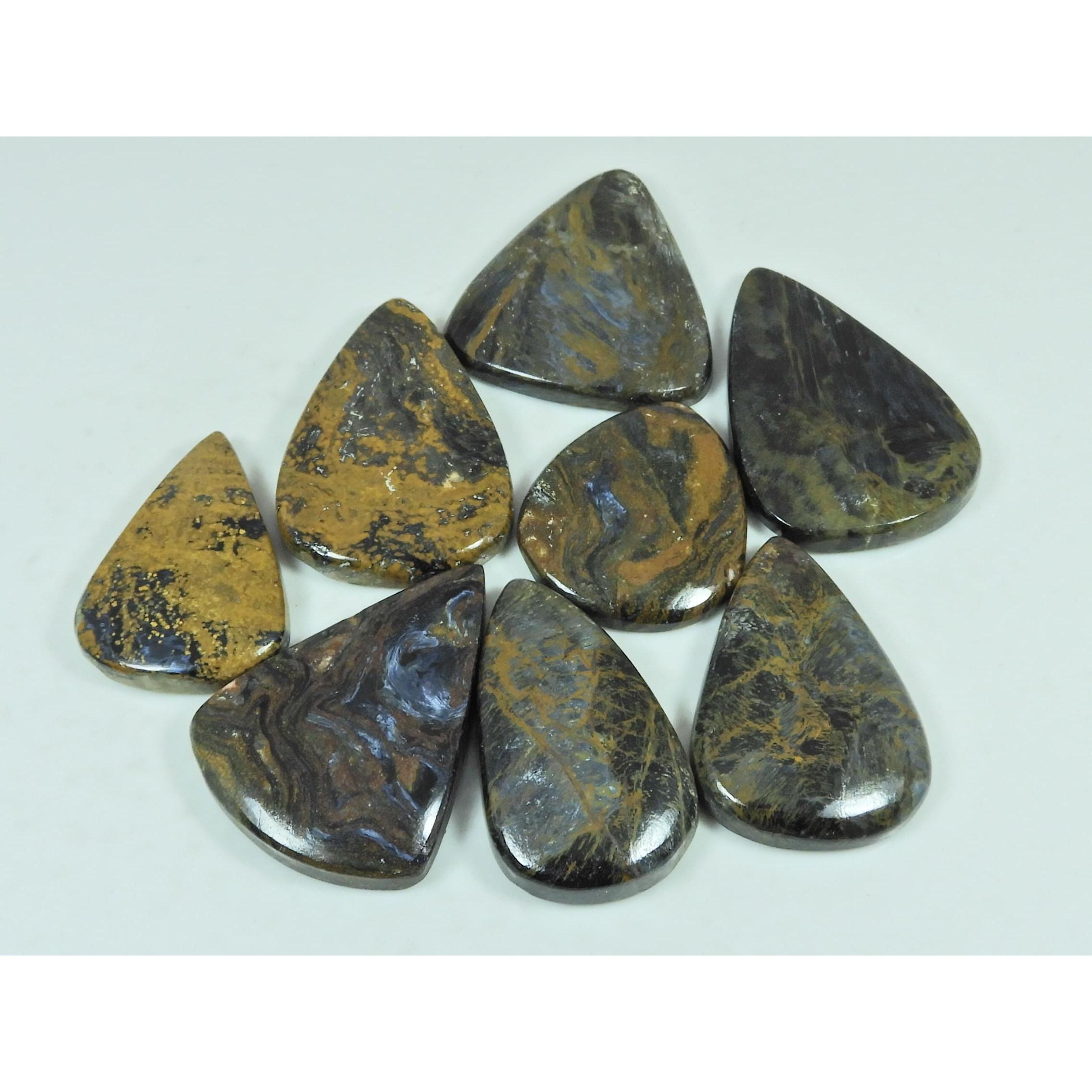 308Cts. Natural Pietersite Pear Shape Cabochon Loose Gemstone 08 Pcs Lot C-2899