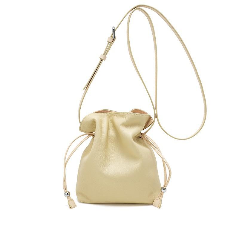 Tasche Damen Kordelzug Wolke Telefon Echtes Leder Glücklich Modisch Vielseitig Umhängetasche Schulter
