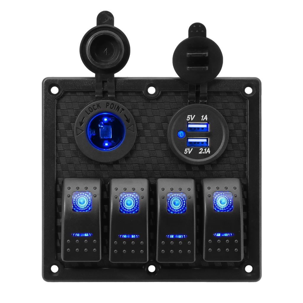 5/6/8/10 Gang Switch Panel 12v 24v 15A Fuse Circuit Breaker for Car Marine RV Yacht With 4.2A Dual USB Charger Socket Voltmeter