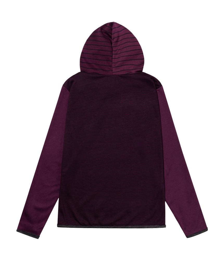 KAIFAI Panel Stripe Long Sleeve Hoodie (Purple) K26Qb223