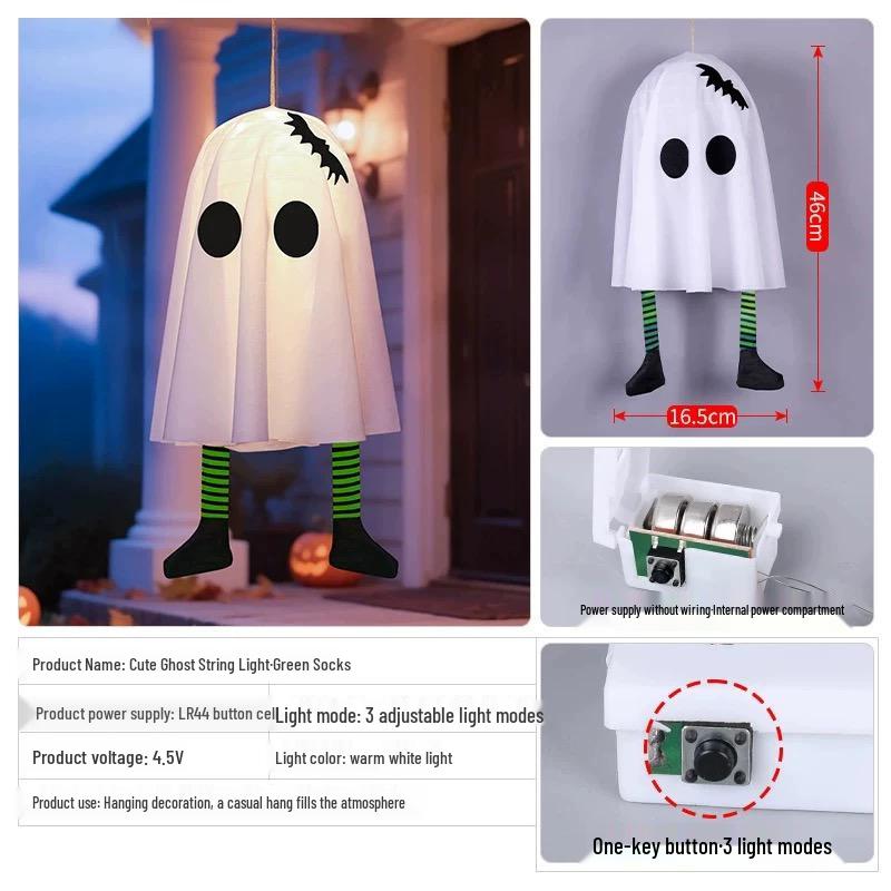 Halloween Ghost & Pumpkin Light Pendant: Luminous Ornaments for Haunted House & Party Decor