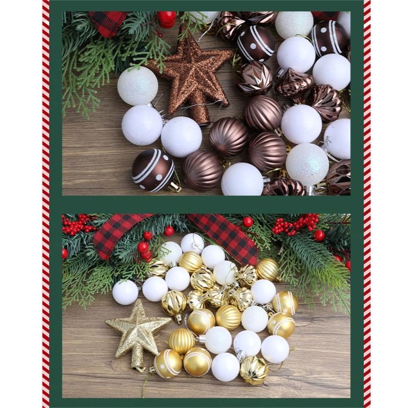 31Pcs Christmas Baubles Ornament Shatterproof Decorative Baubles For Christmas Tree Wedding Winter Festival Celebration