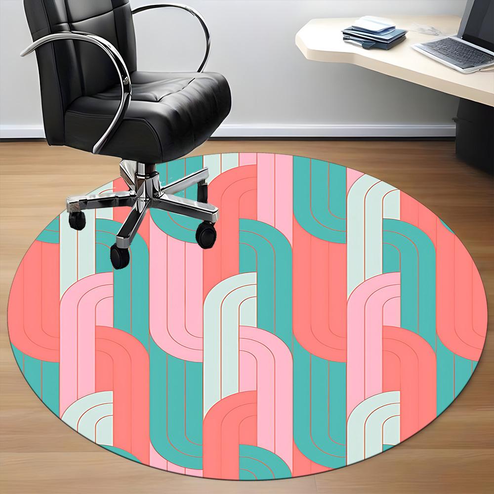 1pc Abstract Patterns Office Round Area Rug, Indoor Mat Suitable For Office, Under Office Chairs Bedroom Living Room Home Decor, Room Deco159